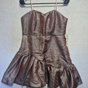 DO+BE Metallic Copper Gold Mini Dress NWT Sz L Sparkly Christmas Party Preppy